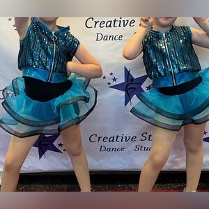 Wish Shiny Blue sparkly tutu set vest and headband disco